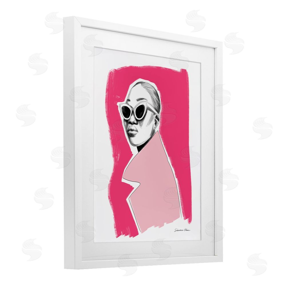 Simone Elum Pink Attitude Fashion Portrait White Framed Print Under Glass Wall Art