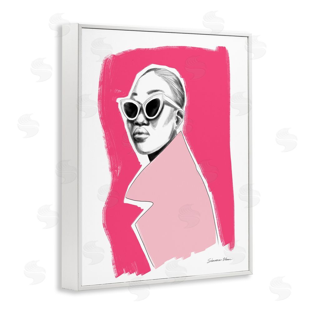 Simone Elum Pink Attitude Fashion Portrait White Framed Giclee Wall Art Print