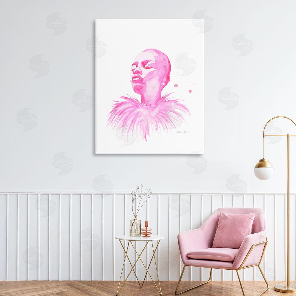 Simone Elum In A Pink Mood Portrait Canvas Wall Art Print in Room