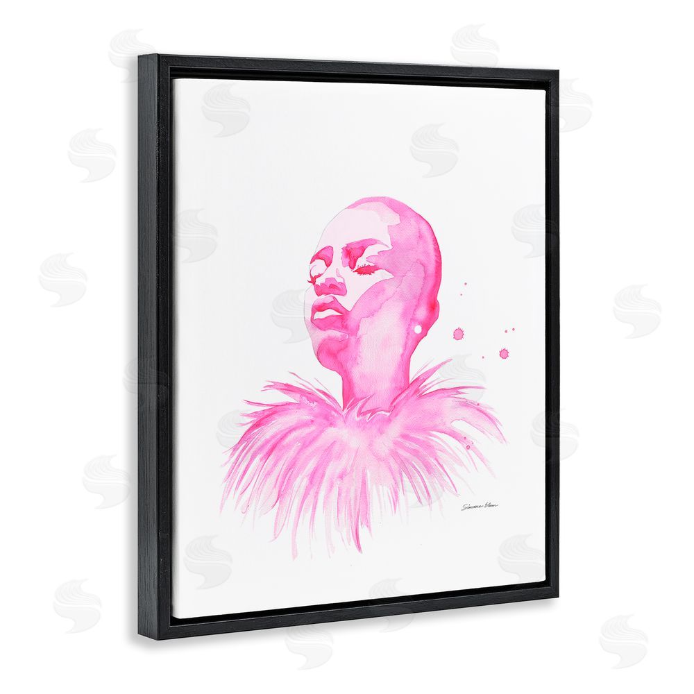Simone Elum In A Pink Mood Portrait Black Floating Frame Canvas Wall Art Print
