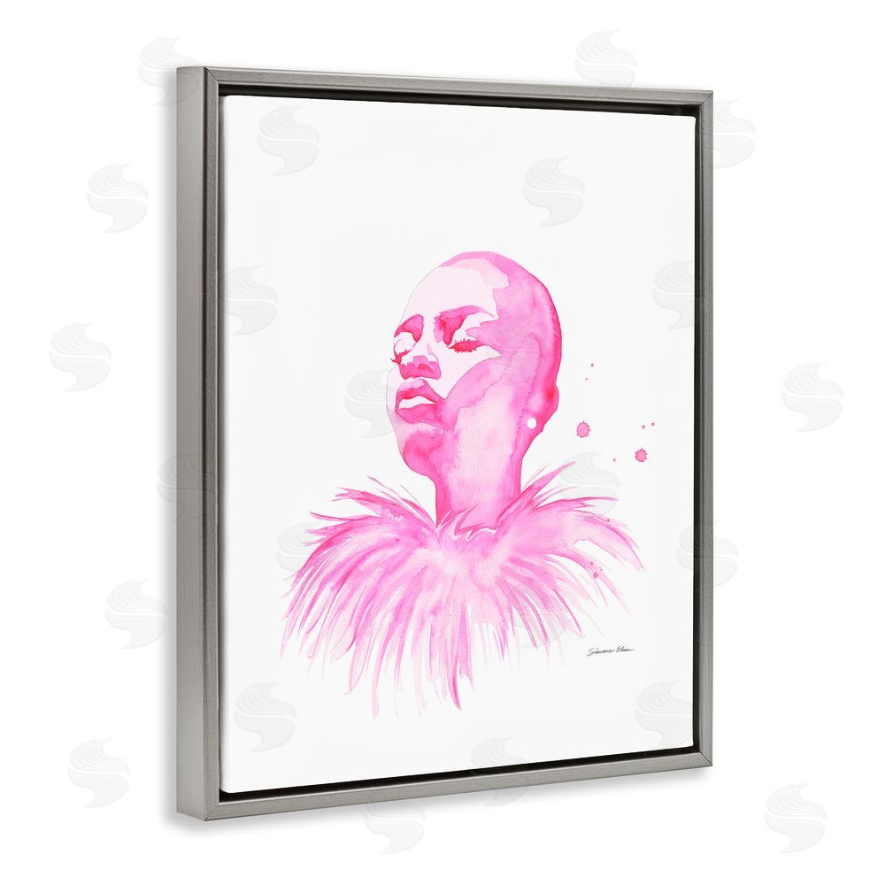 Simone Elum In A Pink Mood Portrait Gray Floating Frame Canvas Wall Art Print