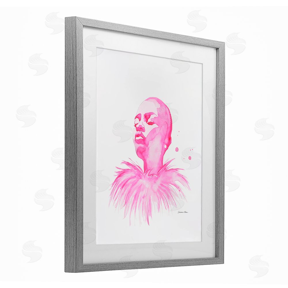 Simone Elum In A Pink Mood Portrait Gray Framed Print Under Glass Wall Art