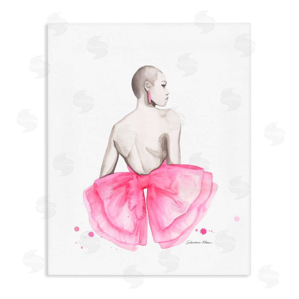 Simone Elum Pink Bow Portrait From Behind Canvas Wall Art Print