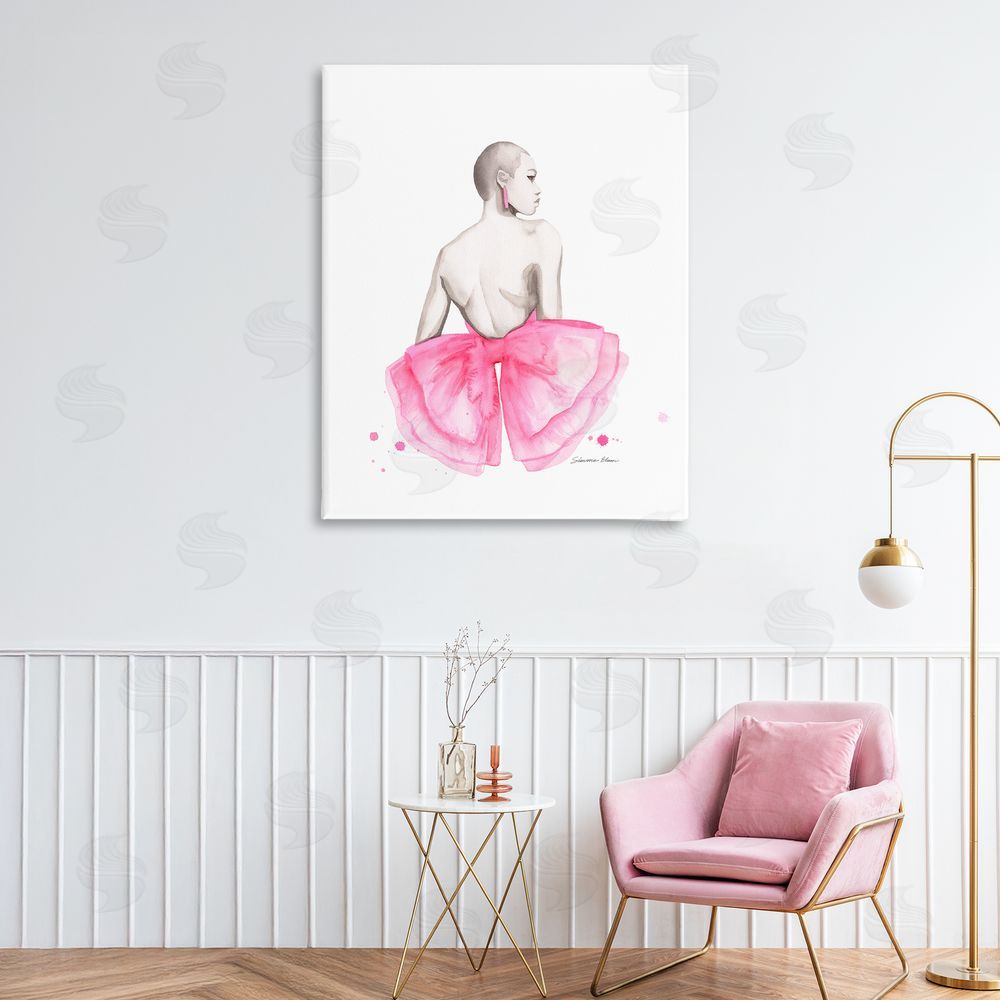 Simone Elum Pink Bow Portrait From Behind Canvas Wall Art Print in Room