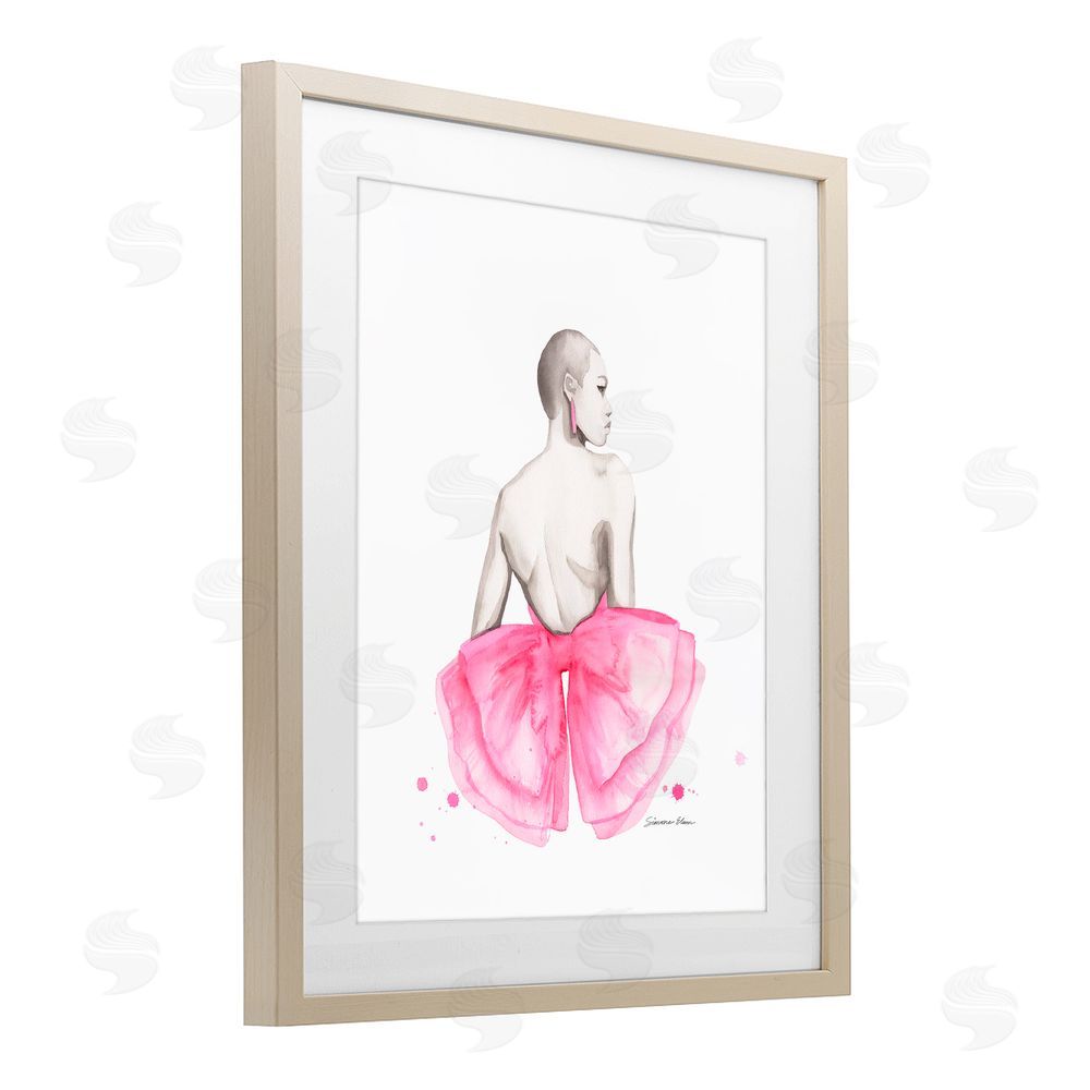 Simone Elum Pink Bow Portrait From Behind Birch Framed Print Under Glass Wall Art