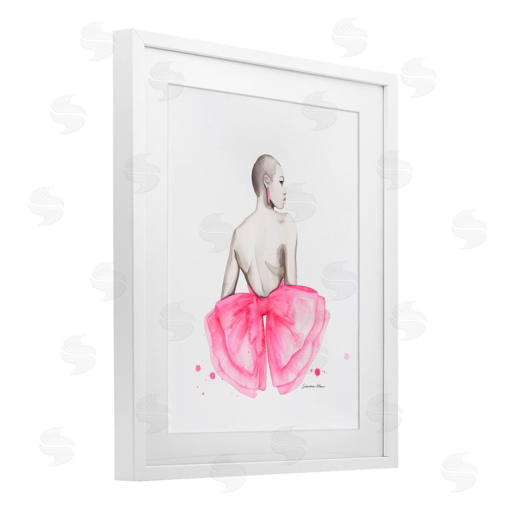Simone Elum Pink Bow Portrait From Behind White Framed Print Under Glass Wall Art