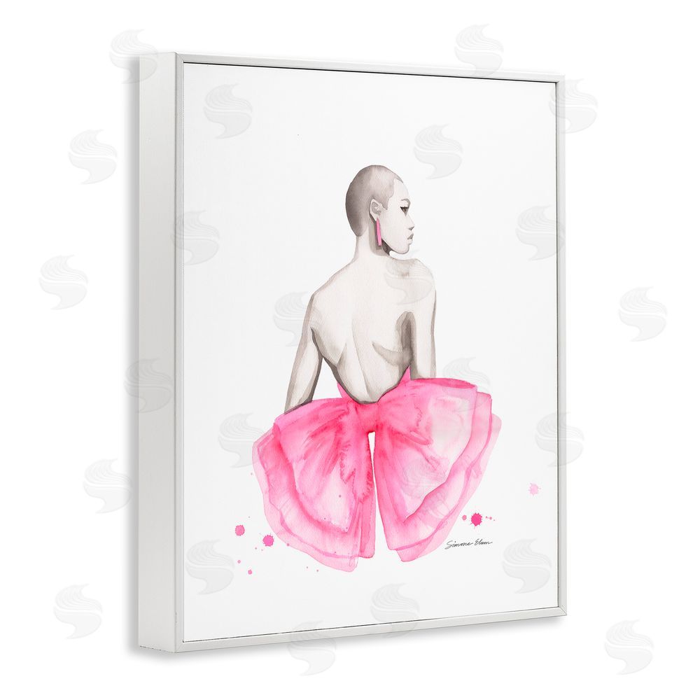 Simone Elum Pink Bow Portrait From Behind White Framed Giclee Wall Art Print