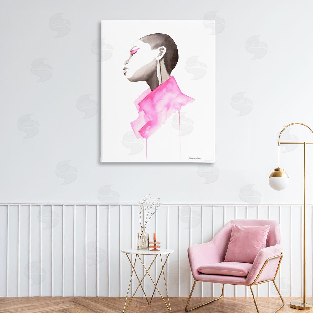 Simone Elum Pink Jacket Elegance Portrait Canvas Wall Art Print in Room