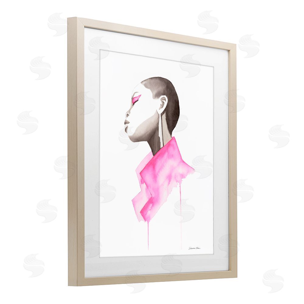 Simone Elum Pink Jacket Elegance Portrait Birch Framed Print Under Glass Wall Art