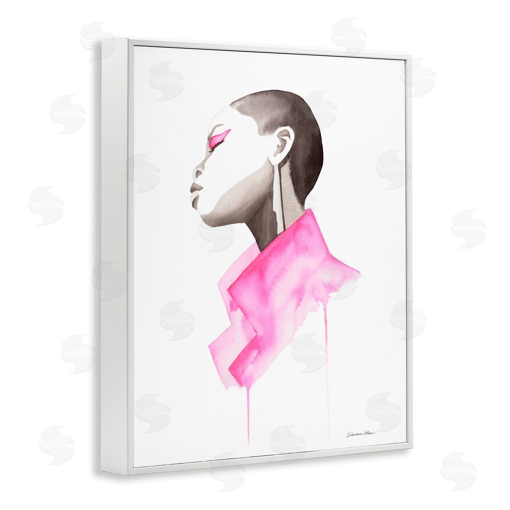 Simone Elum Pink Jacket Elegance Portrait White Framed Giclee Wall Art Print