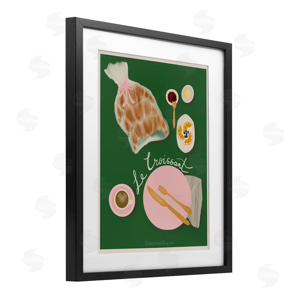 Leslie Hermosa Le Croissant French Spread Black Framed Print Under Glass Wall Art