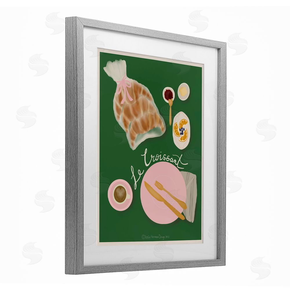 Leslie Hermosa Le Croissant French Spread Gray Framed Print Under Glass Wall Art