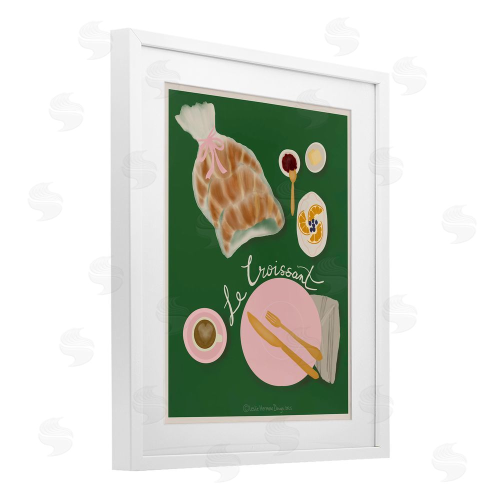Leslie Hermosa Le Croissant French Spread White Framed Print Under Glass Wall Art