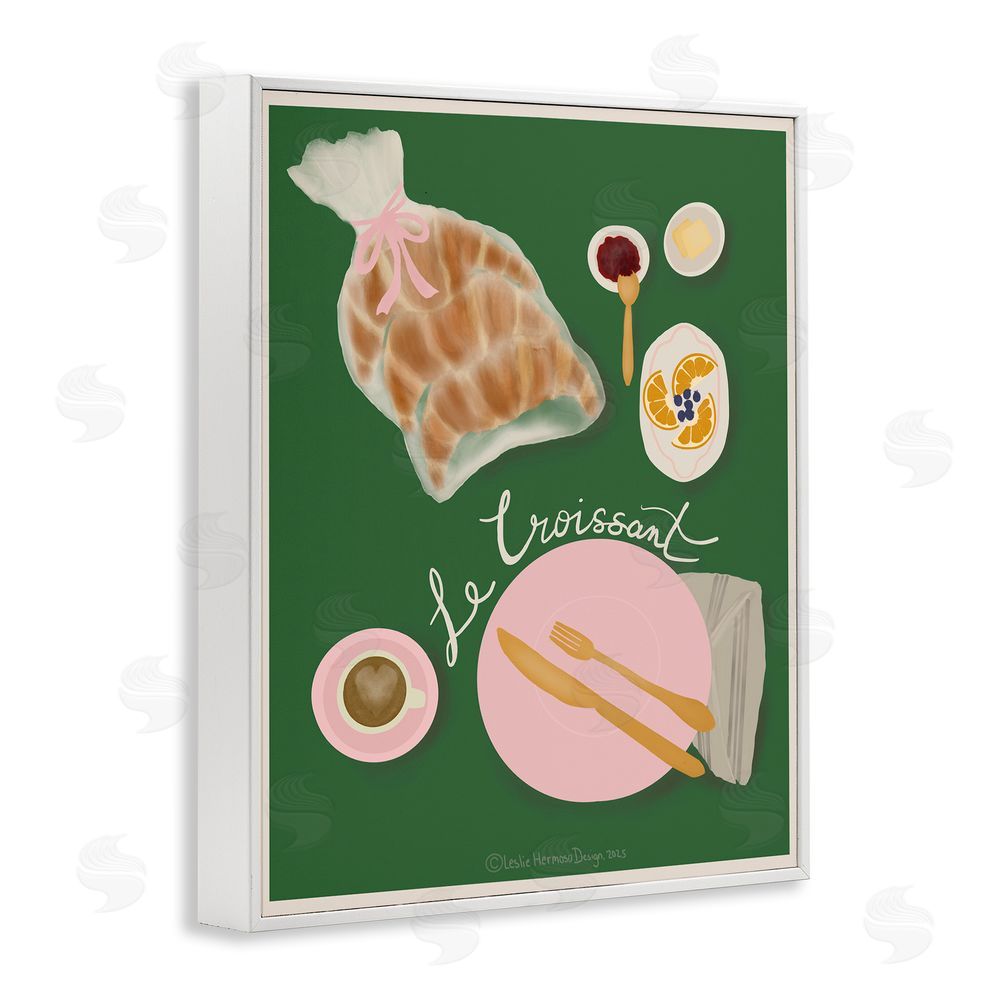 Leslie Hermosa Le Croissant French Spread White Framed Giclee Wall Art Print