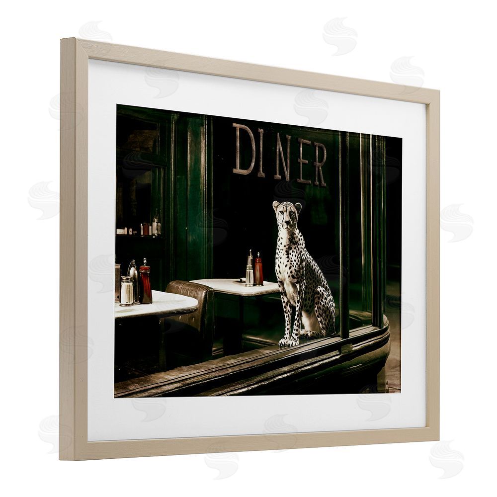 Annabelle Hall Diner Sentry Leopard Birch Framed Print Under Glass Wall Art