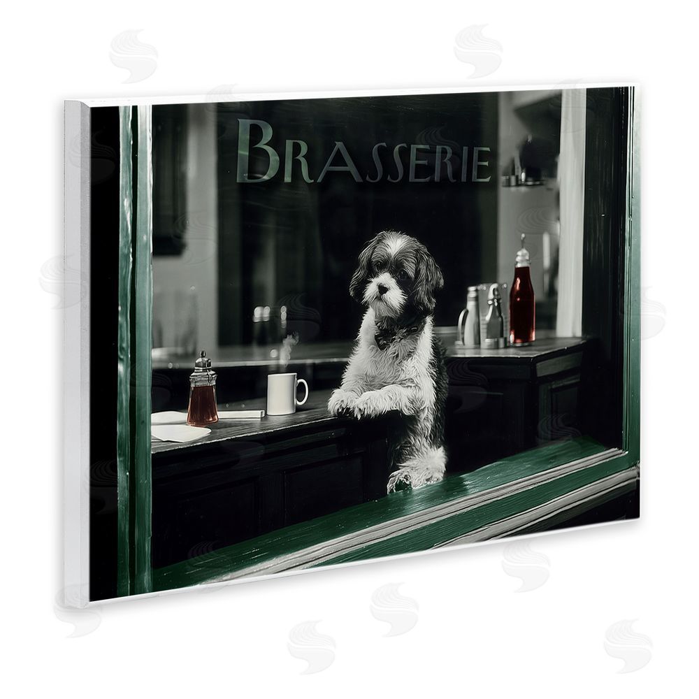 Annabelle Hall Brasserie Vintage Dog in Window Wall Plaque Art Print