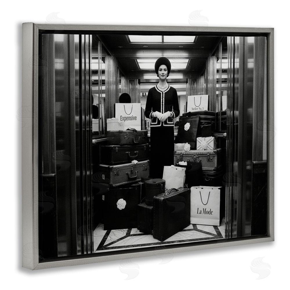 A Barefoot Stylist Elevator Chic Shopping Gray Floating Frame Canvas Wall Art Print