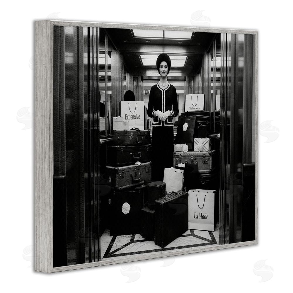 A Barefoot Stylist Elevator Chic Shopping Gray Framed Giclee Wall Art Print