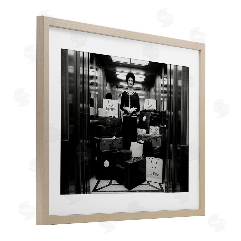 A Barefoot Stylist Elevator Chic Shopping Birch Framed Print Under Glass Wall Art