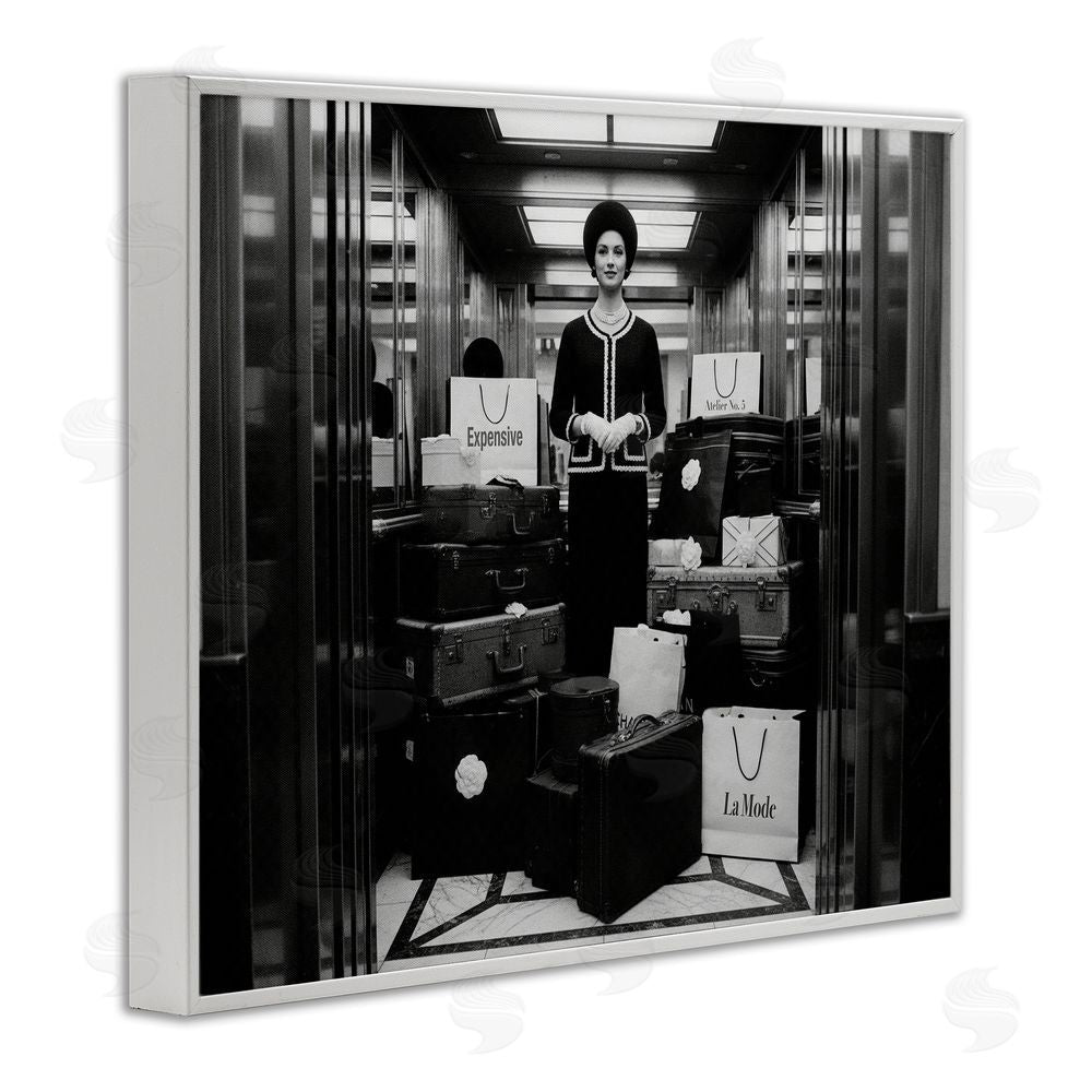 A Barefoot Stylist Elevator Chic Shopping White Framed Giclee Wall Art Print