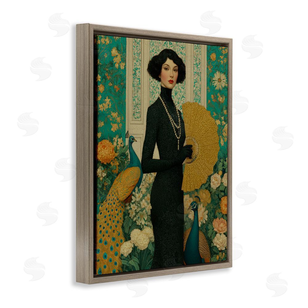 A Barefoot Stylist Floral Velvet Reign Brown Floating Frame Canvas Wall Art Print