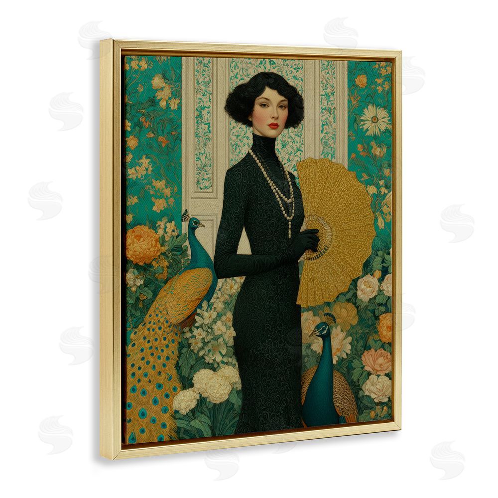 A Barefoot Stylist Floral Velvet Reign Gold Floating Frame Canvas Wall Art Print