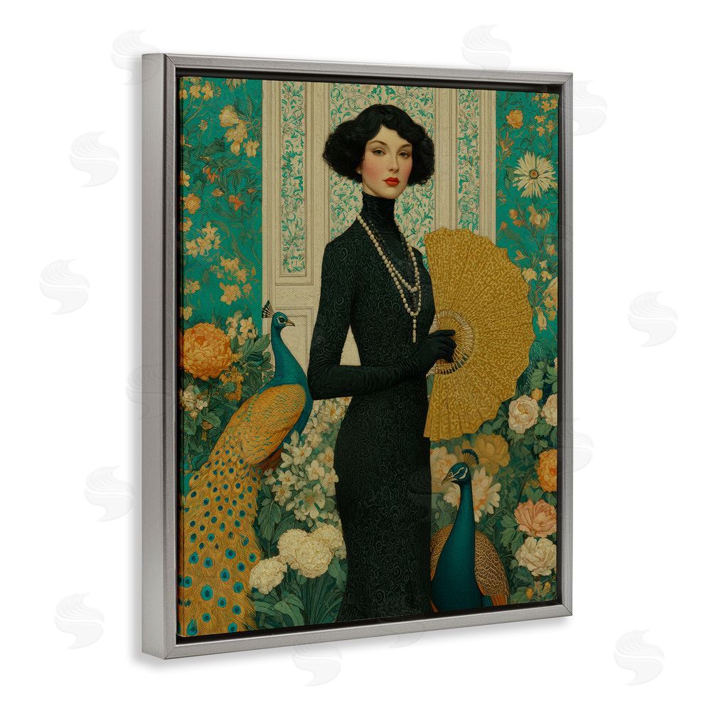 A Barefoot Stylist Floral Velvet Reign Gray Floating Frame Canvas Wall Art Print