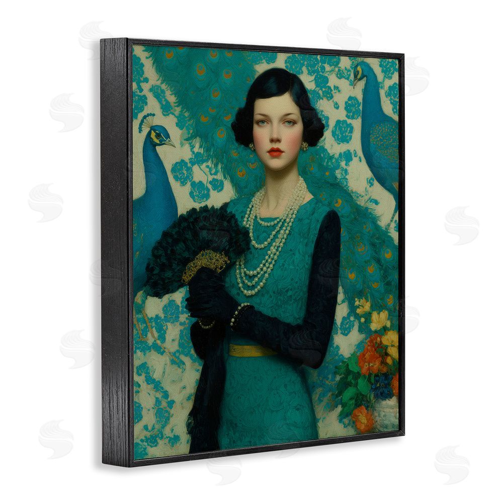 A Barefoot Stylist Vintage Peacock Poise Black Framed Giclee Wall Art Print
