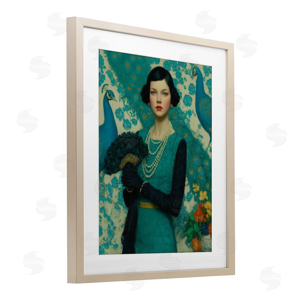 A Barefoot Stylist Vintage Peacock Poise Birch Framed Print Under Glass Wall Art