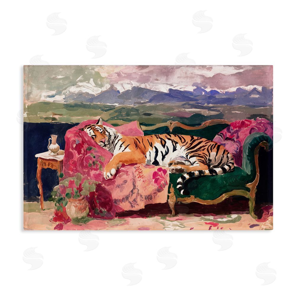 Annabelle Hall Velvet Lair Tiger Resting Stretched Canvas Wall Art Print