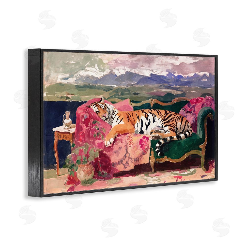 Annabelle Hall Velvet Lair Tiger Resting Black Framed Giclee Wall Art Print