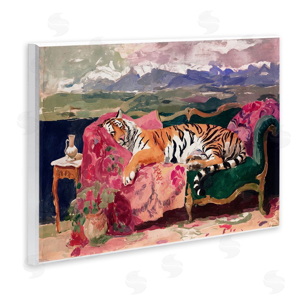 Annabelle Hall Velvet Lair Tiger Resting Wooden Wall Plaque Art Print