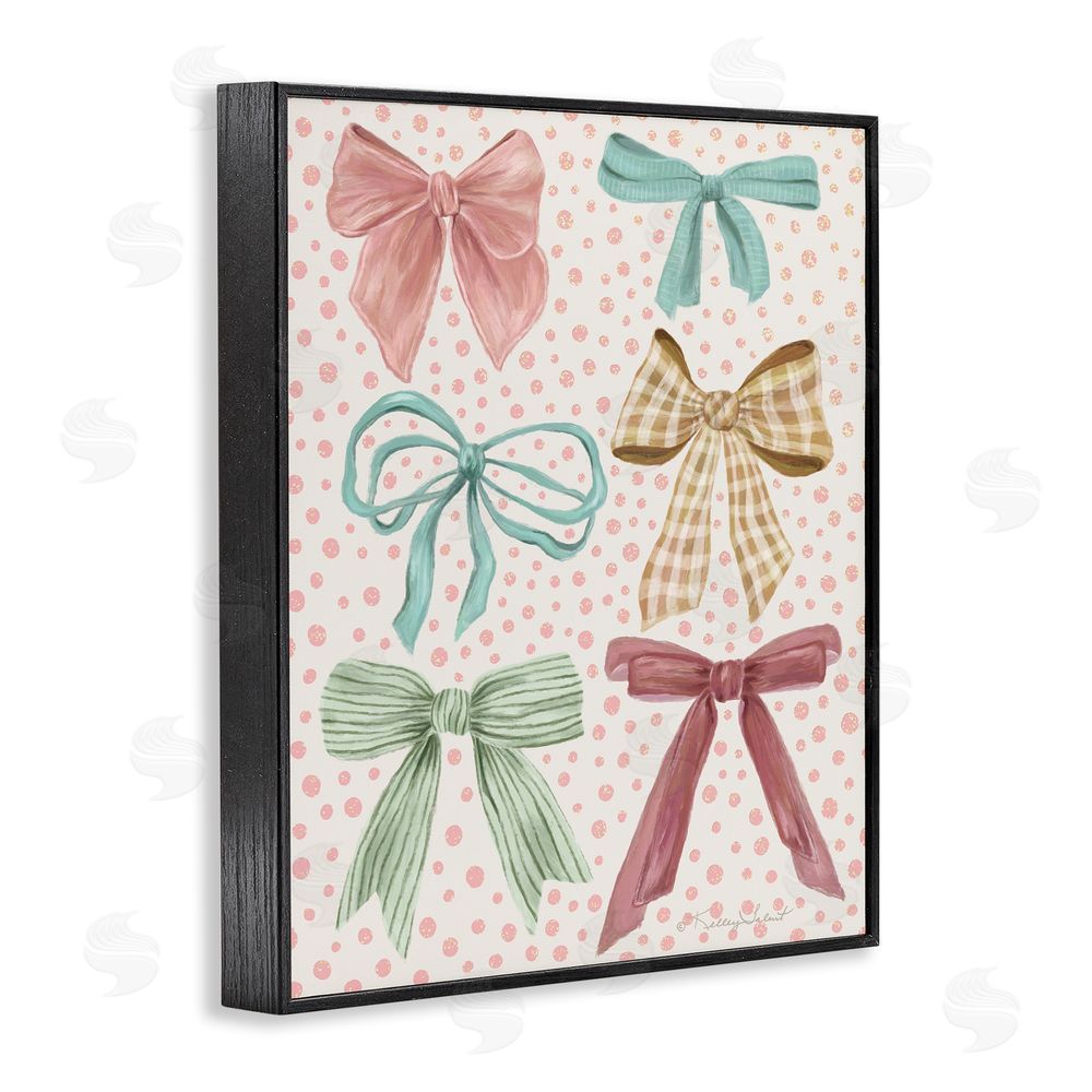 Kelley Talent Bow Beautiful over Polka Dots Black Framed Giclee Wall Art Print