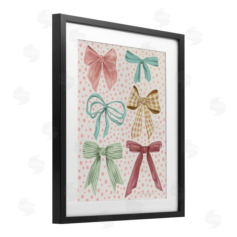 Kelley Talent Bow Beautiful over Polka Dots Black Framed Print Under Glass Wall Art