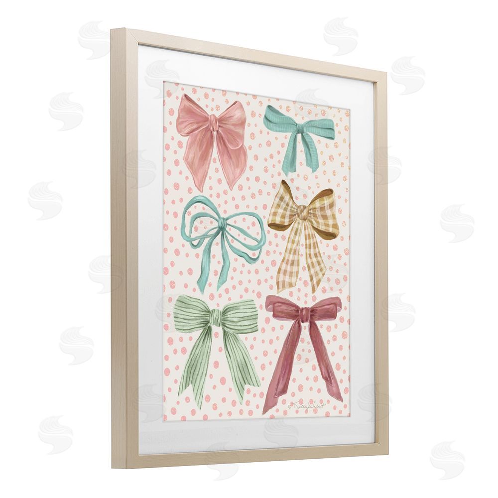 Kelley Talent Bow Beautiful over Polka Dots Brown Framed Print Under Glass Wall Art