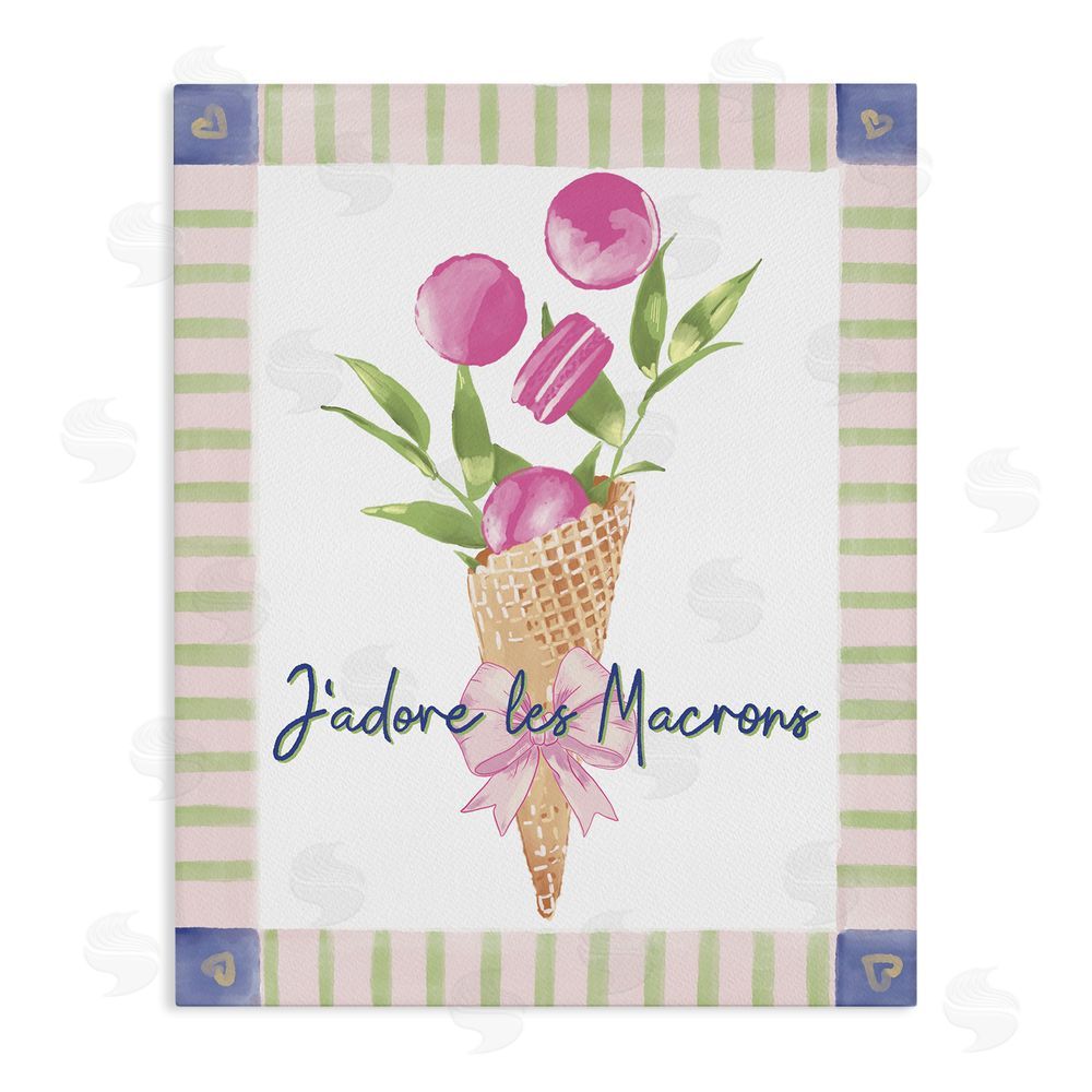 Radhika Modi Les Macarons Waffle Cone Stretched Canvas Wall Art Print