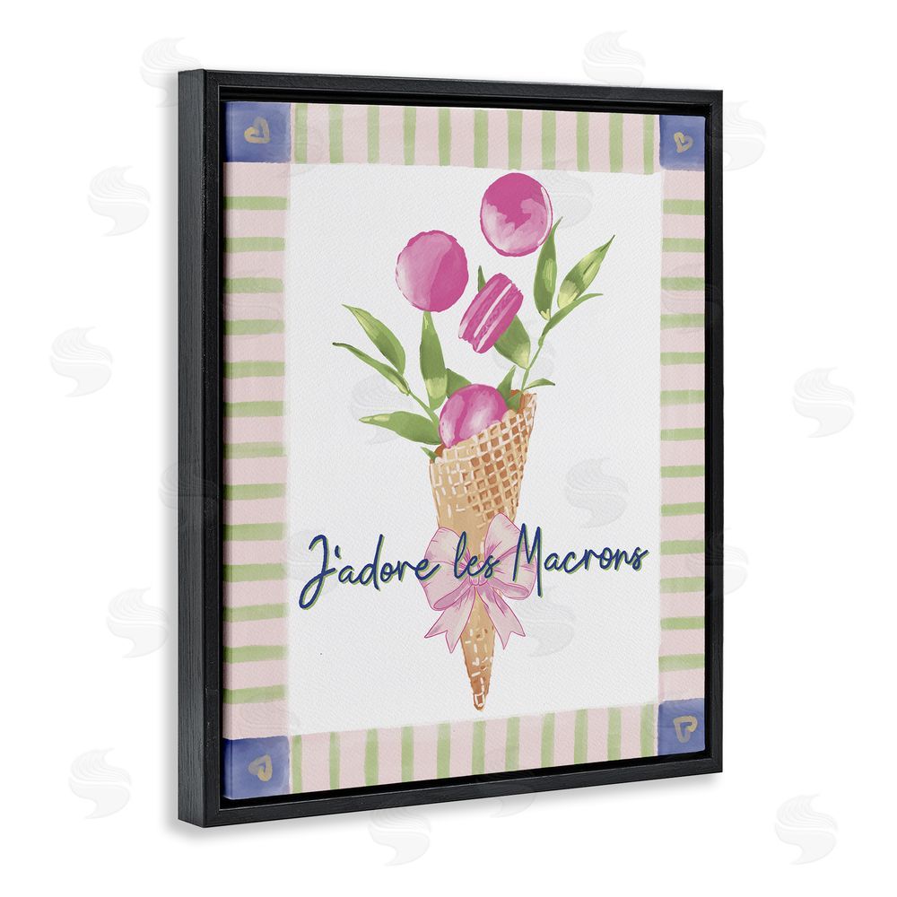Radhika Modi Les Macarons Waffle Cone Black Floating Frame Canvas Wall Art Print