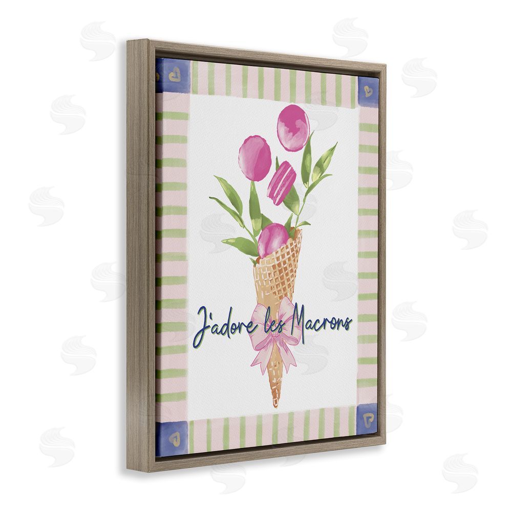 Radhika Modi Les Macarons Waffle Cone Brown Floating Frame Canvas Wall Art Print
