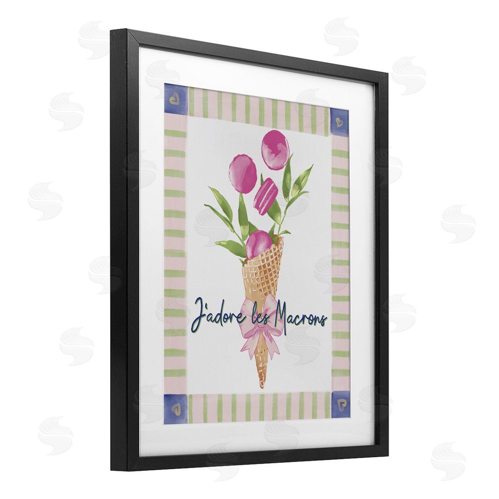 Radhika Modi Les Macarons Waffle Cone Black Framed Print Under Glass Wall Art