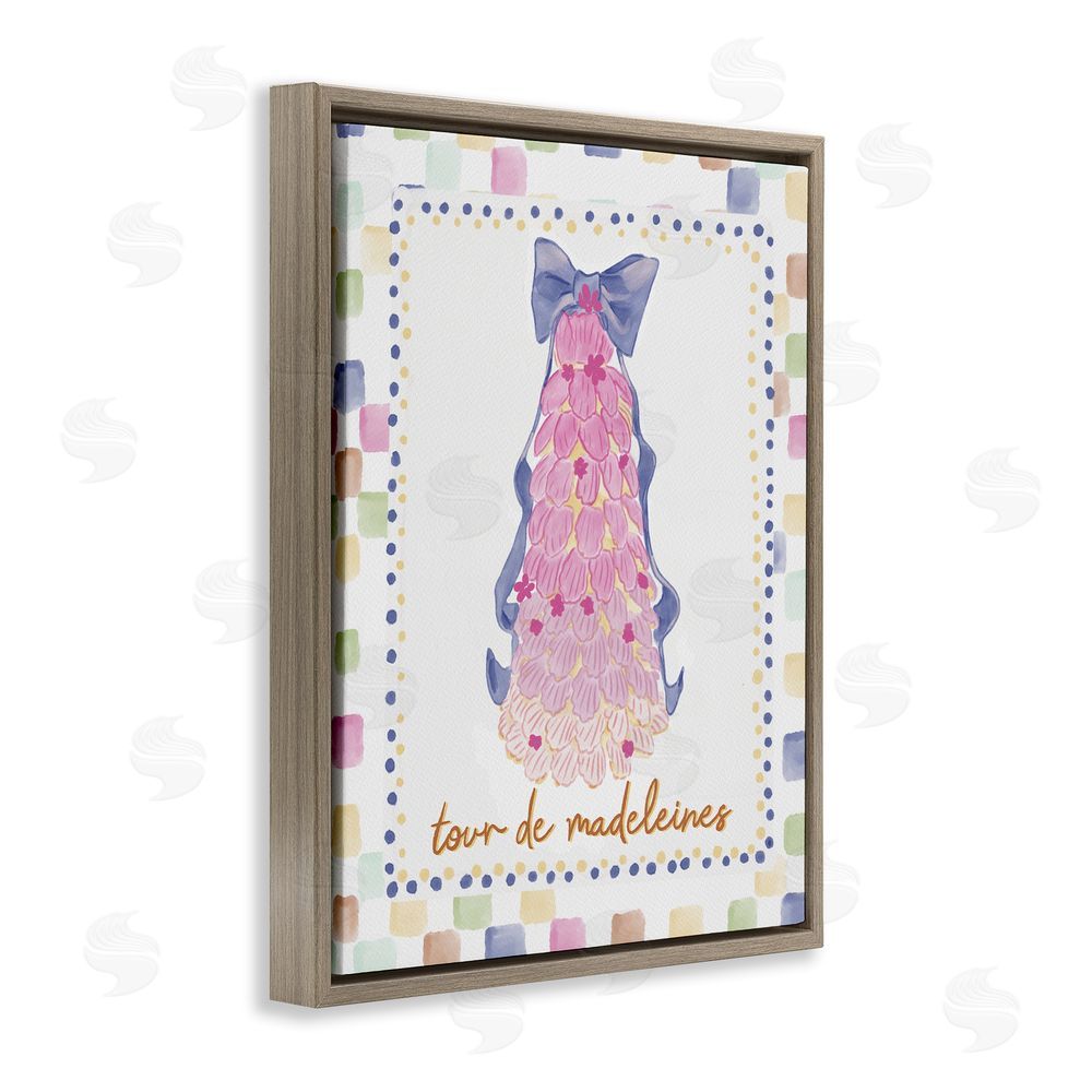 Radhika Modi Pink Tower of Madeleines Brown Floating Frame Canvas Wall Art Print