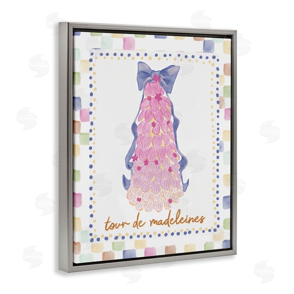 Radhika Modi Pink Tower of Madeleines Gray Floating Frame Canvas Wall Art Print