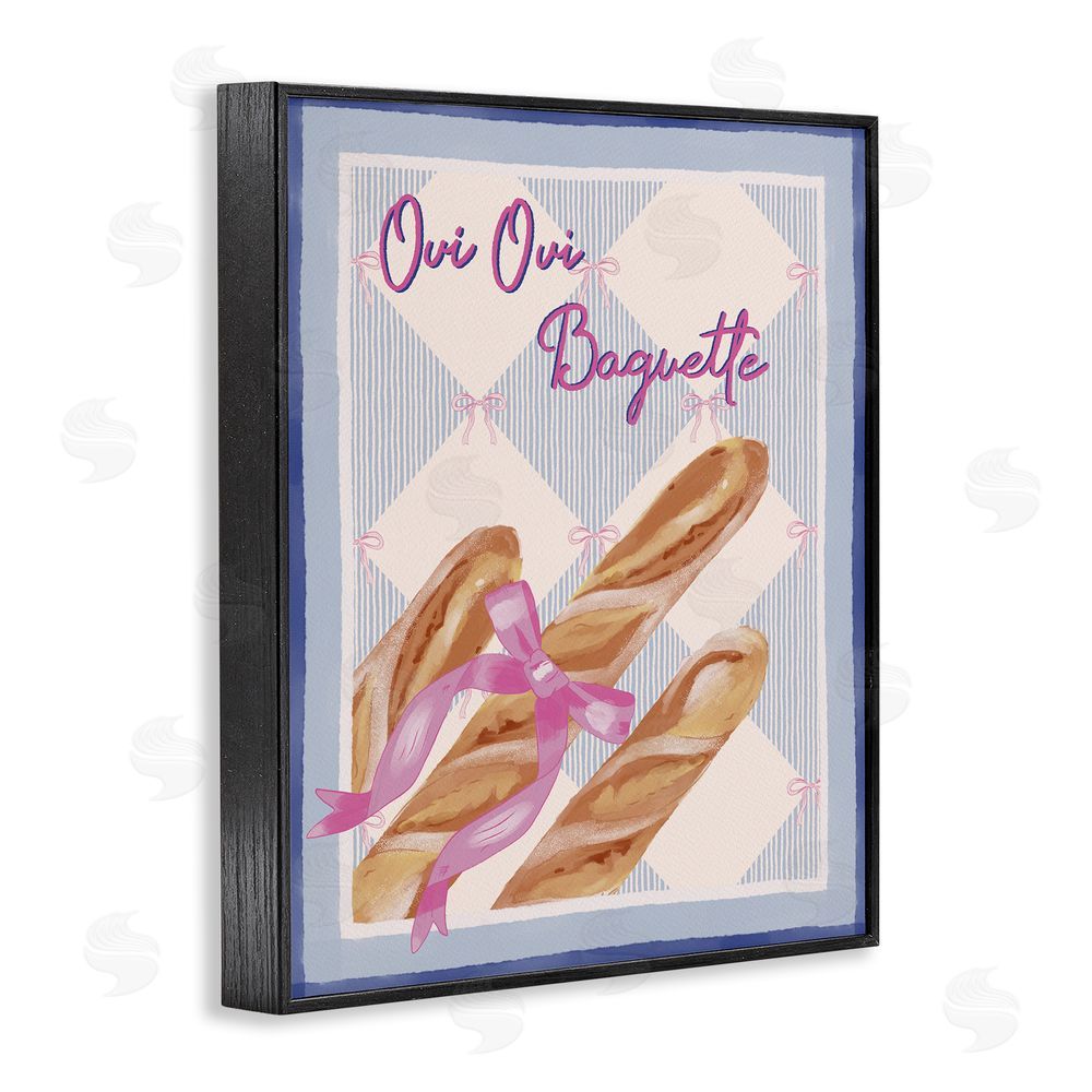 Radhika Modi Oui Oui Baguette with Pink Bow Black Framed Giclee Wall Art Print