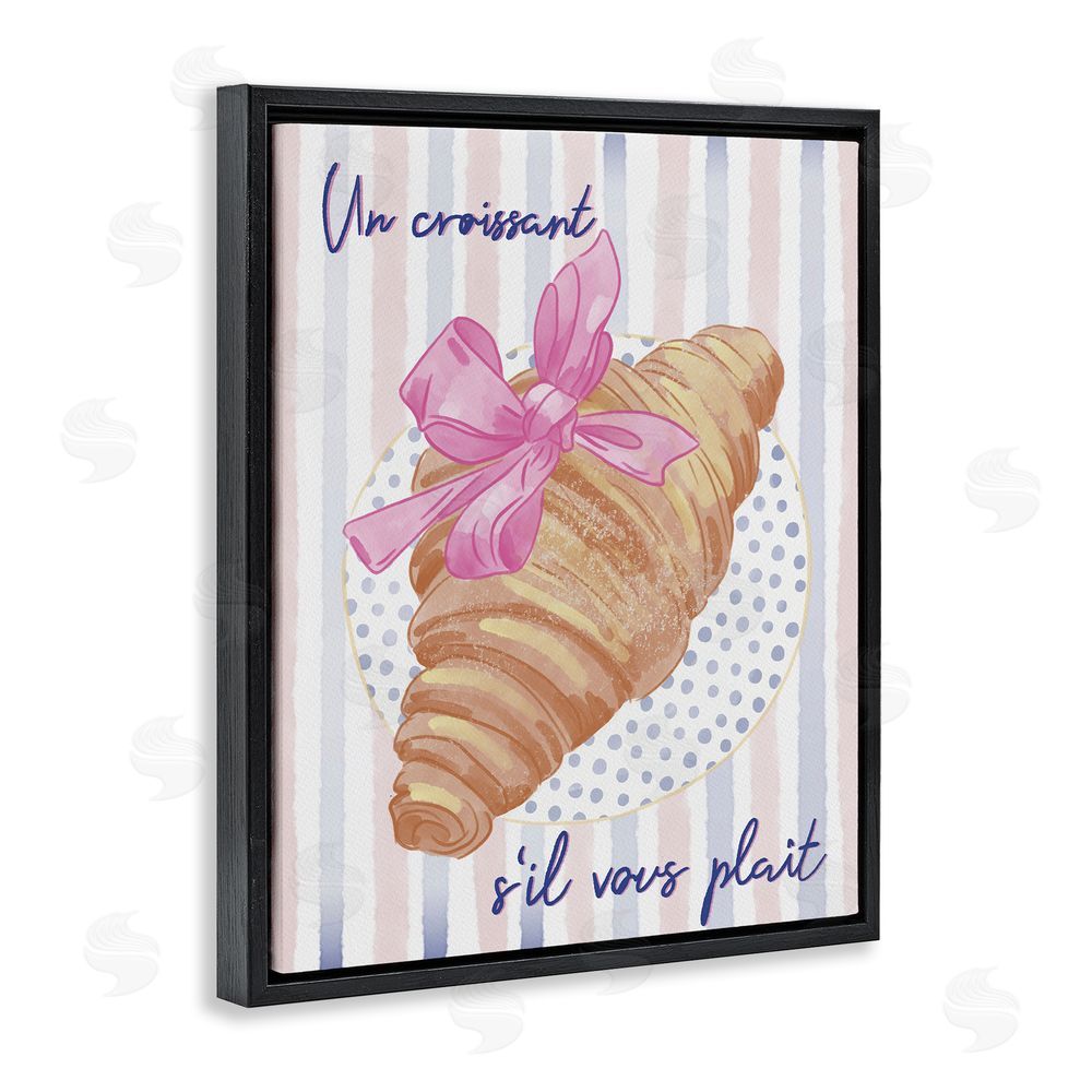 Radhika Modi Croissant Please with Ribbon Black Floating Frame Canvas Wall Art Print