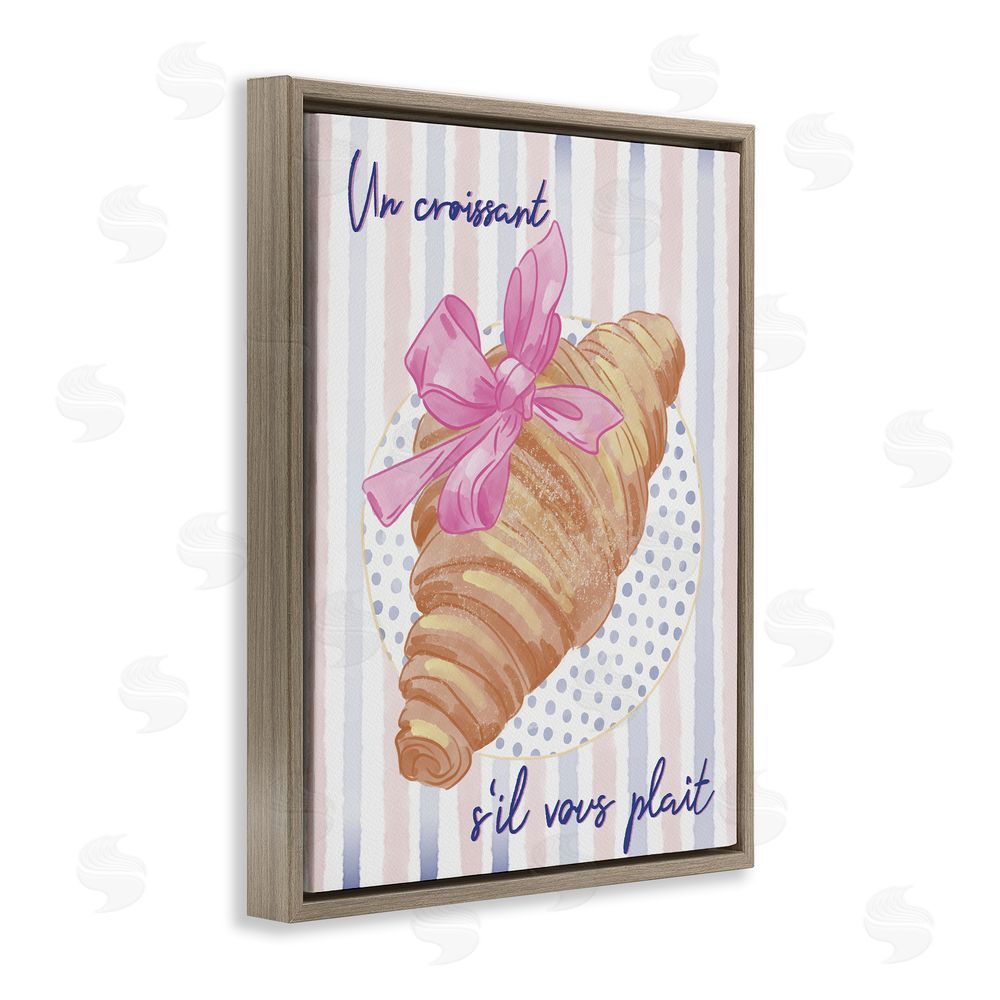 Radhika Modi Croissant Please with Ribbon Brown Floating Frame Canvas Wall Art Print