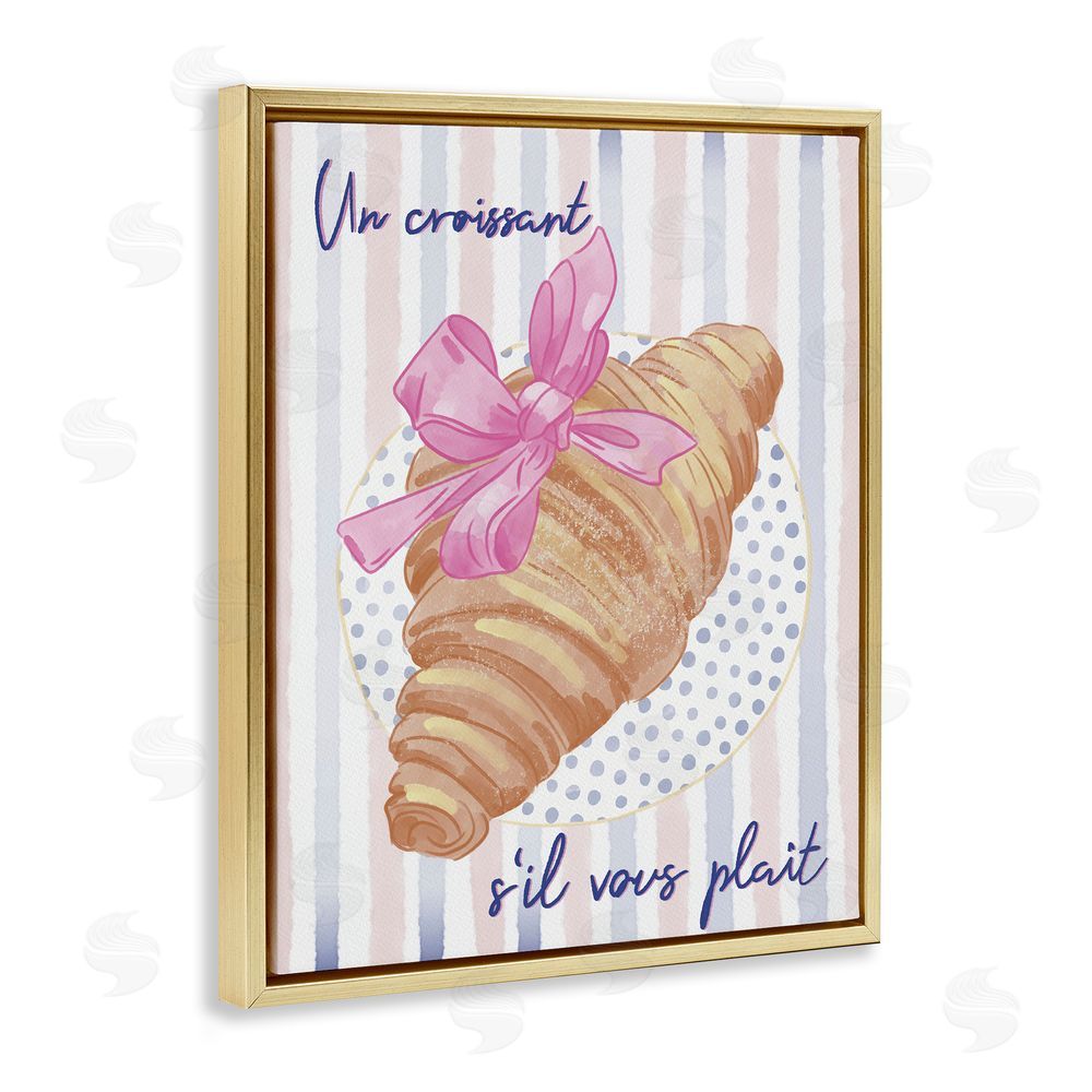 Radhika Modi Croissant Please with Ribbon Gold Floating Frame Canvas Wall Art Print