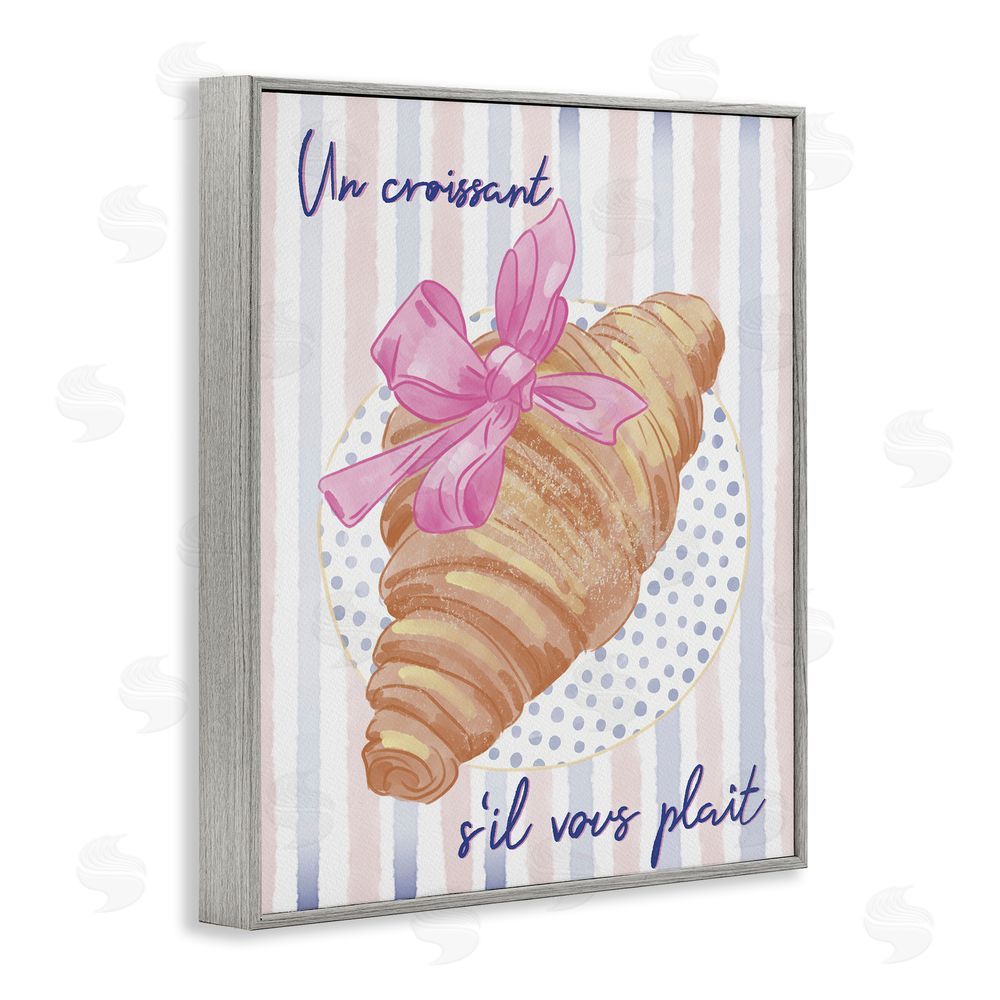 Radhika Modi Croissant Please with Ribbon Gray Framed Giclee Wall Art Print