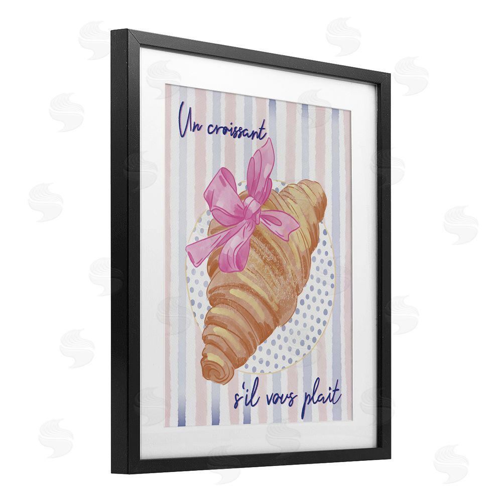 Radhika Modi Croissant Please with Ribbon Black Framed Print Under Glass Wall Art