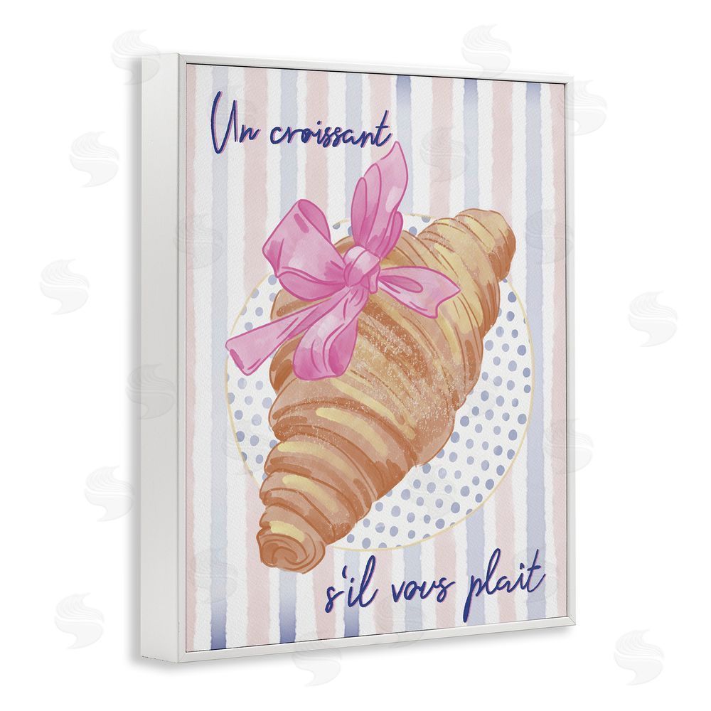 Radhika Modi Croissant Please with Ribbon White Framed Giclee Wall Art Print