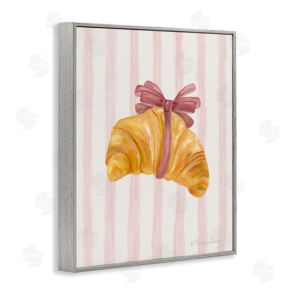 Kelley Talent For The Love Of Croissant Gray Framed Giclee Wall Art Print