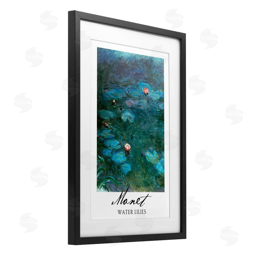 Vintage Hustle Monet Water Lilies Black Framed Print Under Glass Wall Art